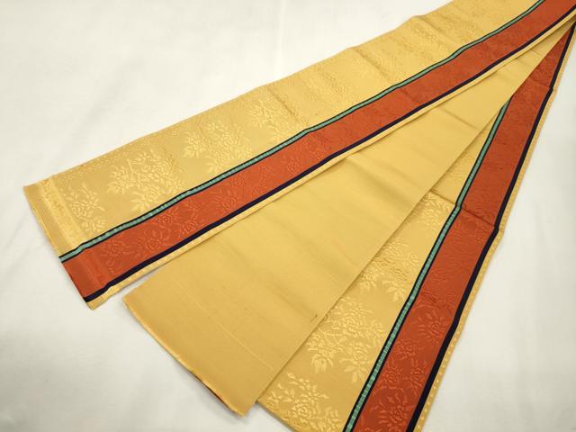 平和屋着物●本場筑前博多織　半幅帯　枝花文　証紙付き　正絹　逸品　CABH6692dy