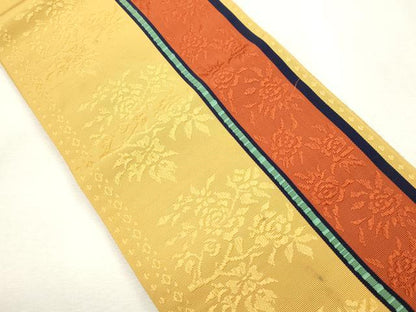 平和屋着物●本場筑前博多織　半幅帯　枝花文　証紙付き　正絹　逸品　CABH6692dy