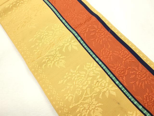 平和屋着物●本場筑前博多織　半幅帯　枝花文　証紙付き　正絹　逸品　CABH6692dy