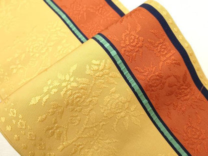 平和屋着物●本場筑前博多織　半幅帯　枝花文　証紙付き　正絹　逸品　CABH6692dy