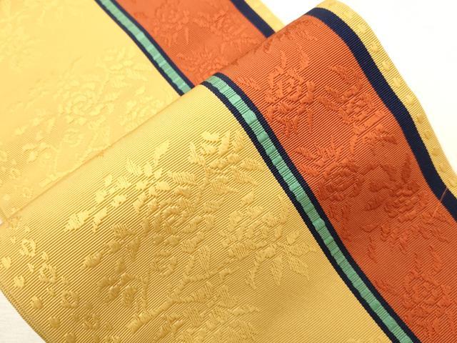 平和屋着物●本場筑前博多織　半幅帯　枝花文　証紙付き　正絹　逸品　CABH6692dy