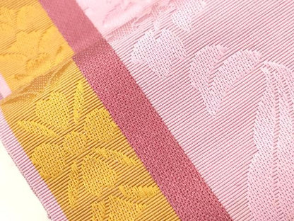 平和屋着物●本場筑前博多織　半幅帯　草花文　脇山公詞作　証紙付き　正絹　逸品　CABH6700dy