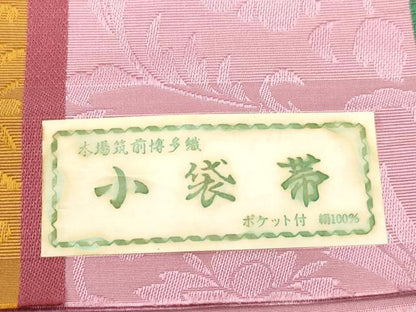 平和屋着物●本場筑前博多織　半幅帯　草花文　脇山公詞作　証紙付き　正絹　逸品　CABH6700dy