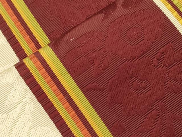 平和屋着物●本場筑前博多織　半幅帯　献美　草花文　証紙付き　正絹　逸品　CABH6701dy