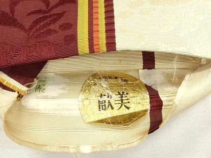 平和屋着物●本場筑前博多織　半幅帯　献美　草花文　証紙付き　正絹　逸品　CABH6701dy