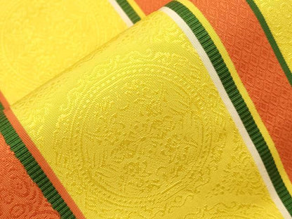 平和屋着物●本場筑前博多織　半幅帯　幾何学間道　正絹　逸品　CABH6703dy