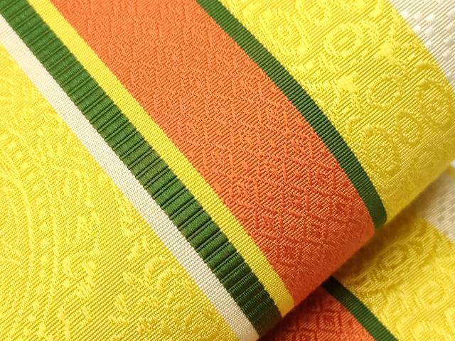 平和屋着物●本場筑前博多織　半幅帯　幾何学間道　正絹　逸品　CABH6703dy