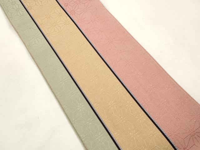 平和屋着物●本場筑前博多織　半幅帯　麻の葉間道　正絹　逸品　CABH6706dy