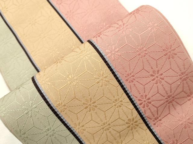 平和屋着物●本場筑前博多織　半幅帯　麻の葉間道　正絹　逸品　CABH6706dy