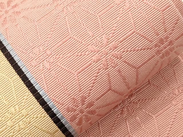 平和屋着物●本場筑前博多織　半幅帯　麻の葉間道　正絹　逸品　CABH6706dy