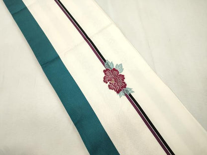 平和屋着物●撫松庵　両面　半幅帯　草花文　金銀糸　正絹　逸品　CABH6709dy