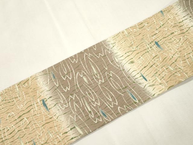 平和屋着物●全通柄九寸名古屋帯　杢目絞り　横段文　正絹　逸品　CABH6713dy