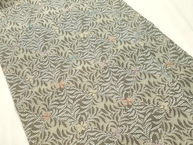平和屋着物●九寸名古屋帯　菱草花文　正絹　逸品　CABH6715dy