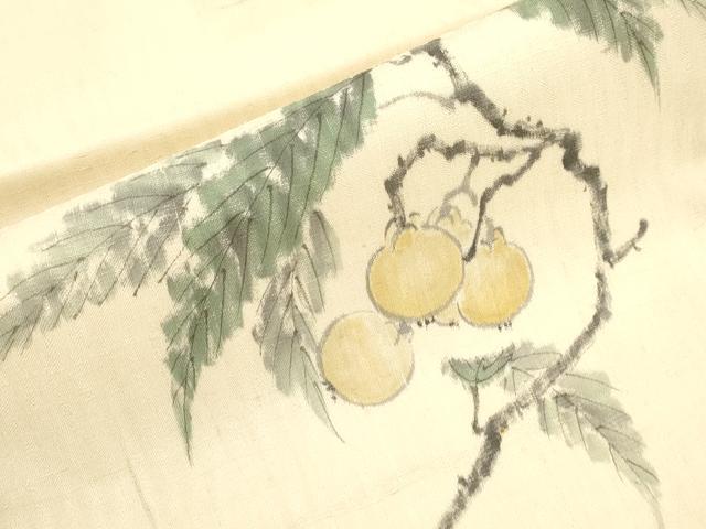 平和屋着物●日本画家　水嶋征夫　九寸名古屋帯　手描き　紬地　成り物　正絹　逸品　CABH6716dy