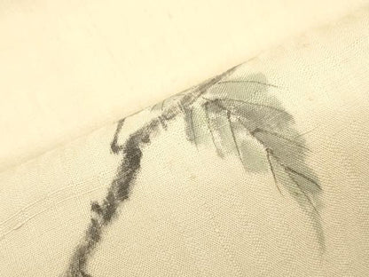 平和屋着物●日本画家　水嶋征夫　九寸名古屋帯　手描き　紬地　成り物　正絹　逸品　CABH6716dy