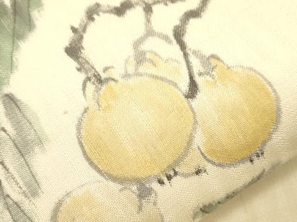 平和屋着物●日本画家　水嶋征夫　九寸名古屋帯　手描き　紬地　成り物　正絹　逸品　CABH6716dy