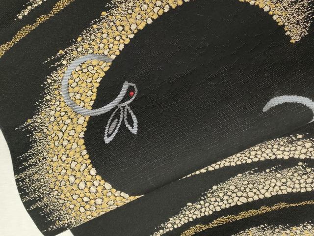 平和屋着物●九寸名古屋帯　兎丸文　黒地　正絹　逸品　CABH6720dy