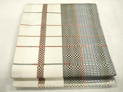 平和屋着物●本場筑前博多織　八寸名古屋帯　横段文　正絹　逸品　CABH6721dy