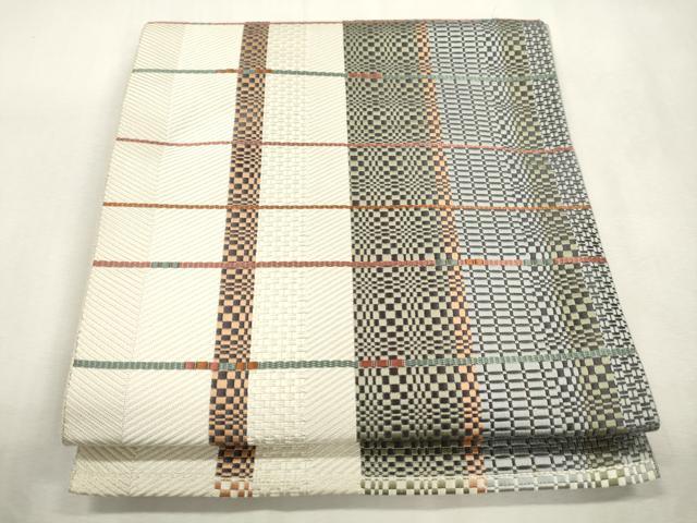 平和屋着物●本場筑前博多織　八寸名古屋帯　横段文　正絹　逸品　CABH6721dy