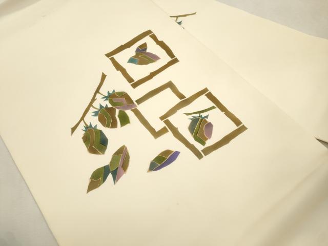 平和屋着物●塩瀬　九寸名古屋帯　作家物　成り物　金彩　正絹　逸品　CABH6723dy
