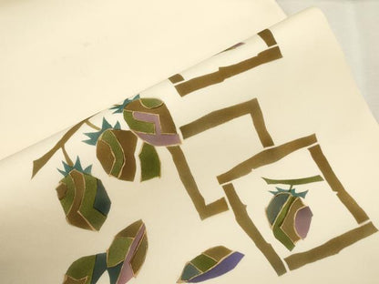平和屋着物●塩瀬　九寸名古屋帯　作家物　成り物　金彩　正絹　逸品　CABH6723dy