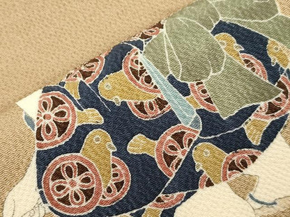 平和屋着物●十日町友禅作家　関口遼一　九寸名古屋帯　童子　鬼しぼ縮緬　正絹　逸品　CABH6724dy