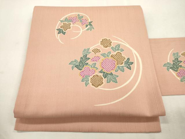 平和屋着物●九寸名古屋帯　草花文　正絹　逸品　CABH6725dy