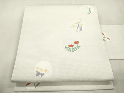 平和屋着物●九寸名古屋帯　草花丸文　逸品　CABH6727dy