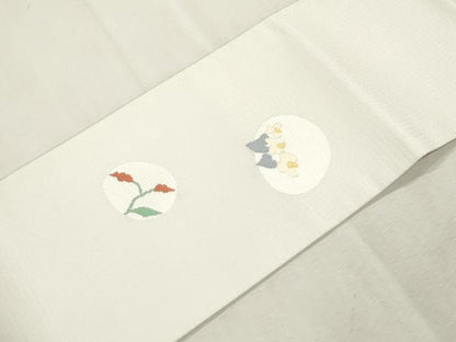 平和屋着物●九寸名古屋帯　草花丸文　逸品　CABH6727dy
