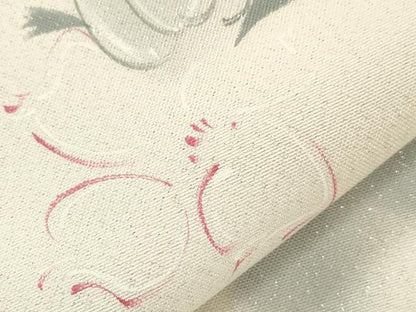 平和屋着物●染色作家　斉藤三才　九寸名古屋帯　草花文　銀糸　正絹　逸品　CABH6728dy
