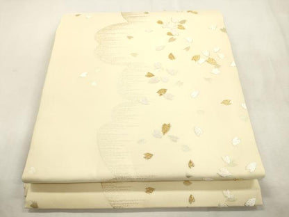 平和屋着物●九寸開き名古屋帯　唐織　舞桜文　金糸　正絹　逸品　CABH6730dy