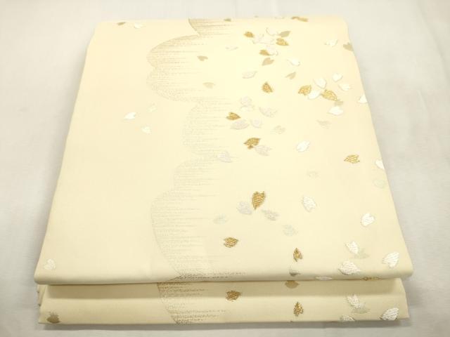 平和屋着物●九寸開き名古屋帯　唐織　舞桜文　金糸　正絹　逸品　CABH6730dy