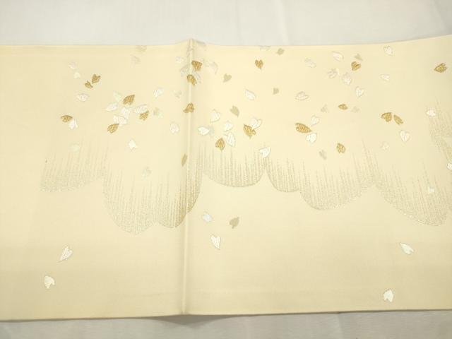 平和屋着物●九寸開き名古屋帯　唐織　舞桜文　金糸　正絹　逸品　CABH6730dy