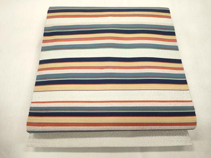 平和屋着物●綴れ　八寸名古屋帯　横段文　銀糸　正絹　逸品　CABH6735dy