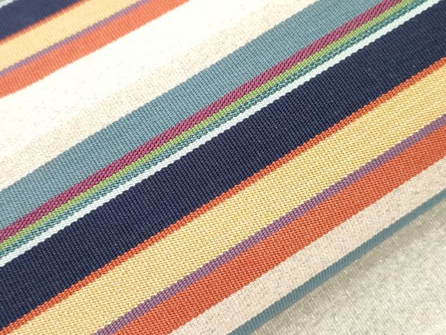 平和屋着物●綴れ　八寸名古屋帯　横段文　銀糸　正絹　逸品　CABH6735dy
