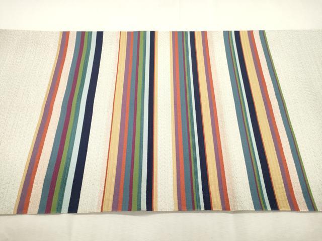平和屋着物●綴れ　八寸名古屋帯　横段文　銀糸　正絹　逸品　CABH6735dy