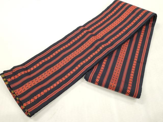 平和屋着物●本場筑前博多織　両面　半幅帯　献上　正絹　逸品　CABH6737dy