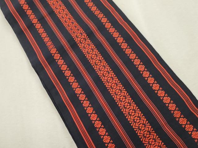 平和屋着物●本場筑前博多織　両面　半幅帯　献上　正絹　逸品　CABH6737dy