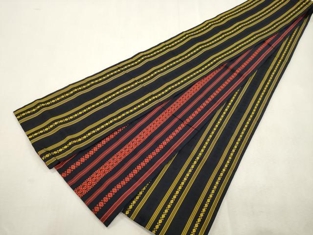 平和屋着物●本場筑前博多織　両面　半幅帯　献上　正絹　逸品　CABH6737dy
