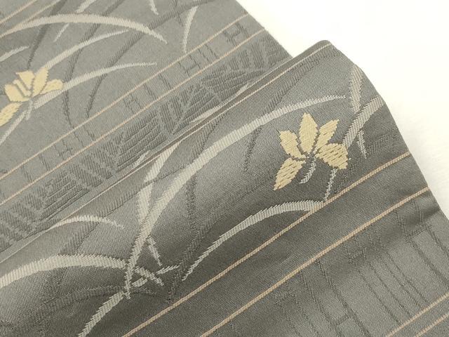 平和屋着物●こむさでもーど・COMME CA DU MODE　半幅帯　草花文　正絹　逸品　CABH6742dy