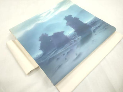 平和屋着物●塩瀬　つけ帯　作家物　風景文　正絹　逸品　CABH6747dy