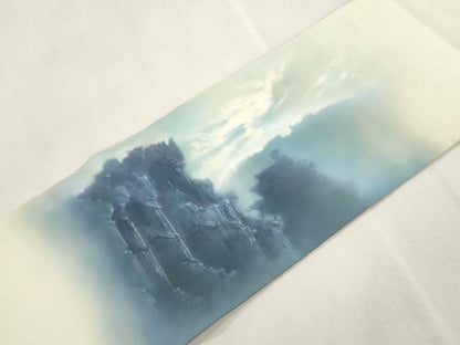 平和屋着物●塩瀬　つけ帯　作家物　風景文　正絹　逸品　CABH6747dy