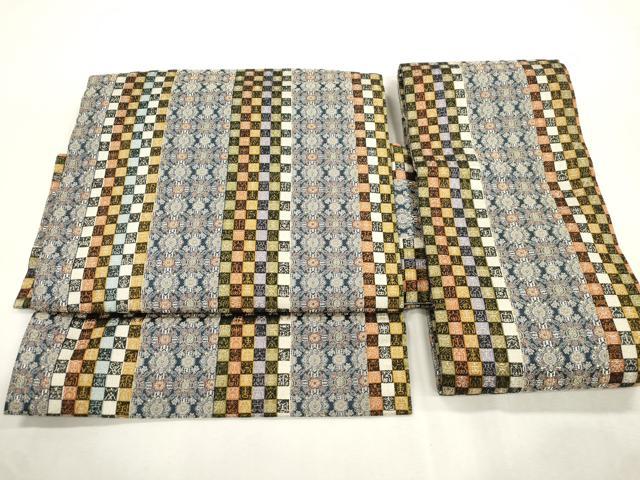 平和屋着物●つけ帯　幾何学間道　金糸　正絹　逸品　CABH6750dy