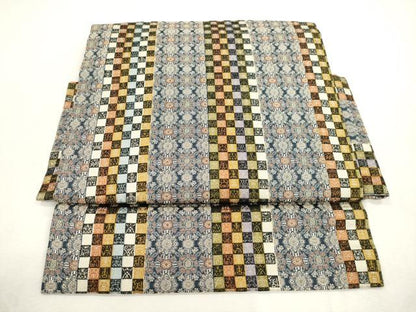 平和屋着物●つけ帯　幾何学間道　金糸　正絹　逸品　CABH6750dy