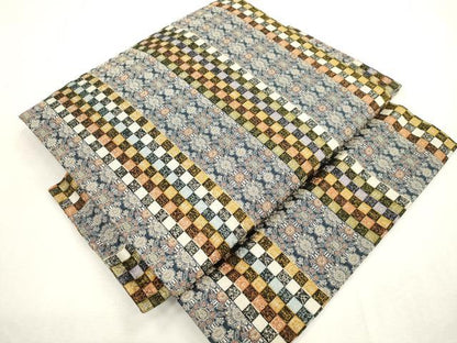 平和屋着物●つけ帯　幾何学間道　金糸　正絹　逸品　CABH6750dy