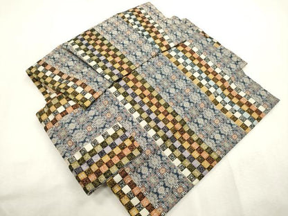 平和屋着物●つけ帯　幾何学間道　金糸　正絹　逸品　CABH6750dy