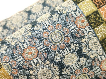平和屋着物●つけ帯　幾何学間道　金糸　正絹　逸品　CABH6750dy