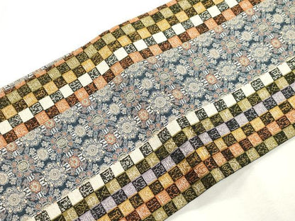 平和屋着物●つけ帯　幾何学間道　金糸　正絹　逸品　CABH6750dy