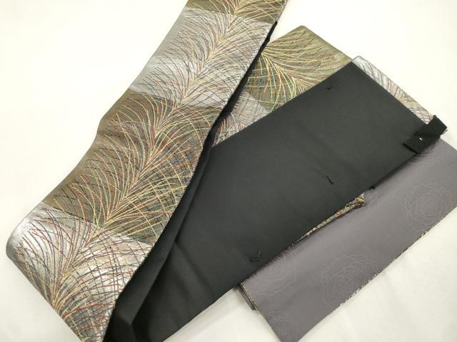 平和屋着物●染色作家　草野一騎　つけ帯　草木文　金銀糸　正絹　逸品　CABH6751dy