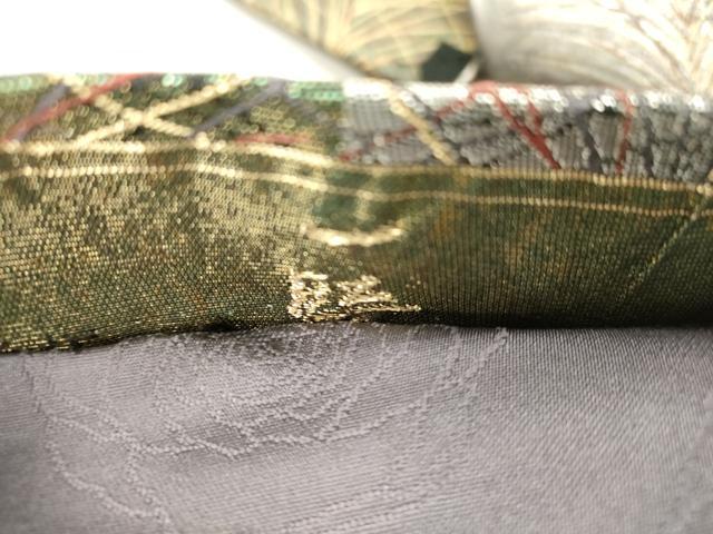 平和屋着物●染色作家　草野一騎　つけ帯　草木文　金銀糸　正絹　逸品　CABH6751dy